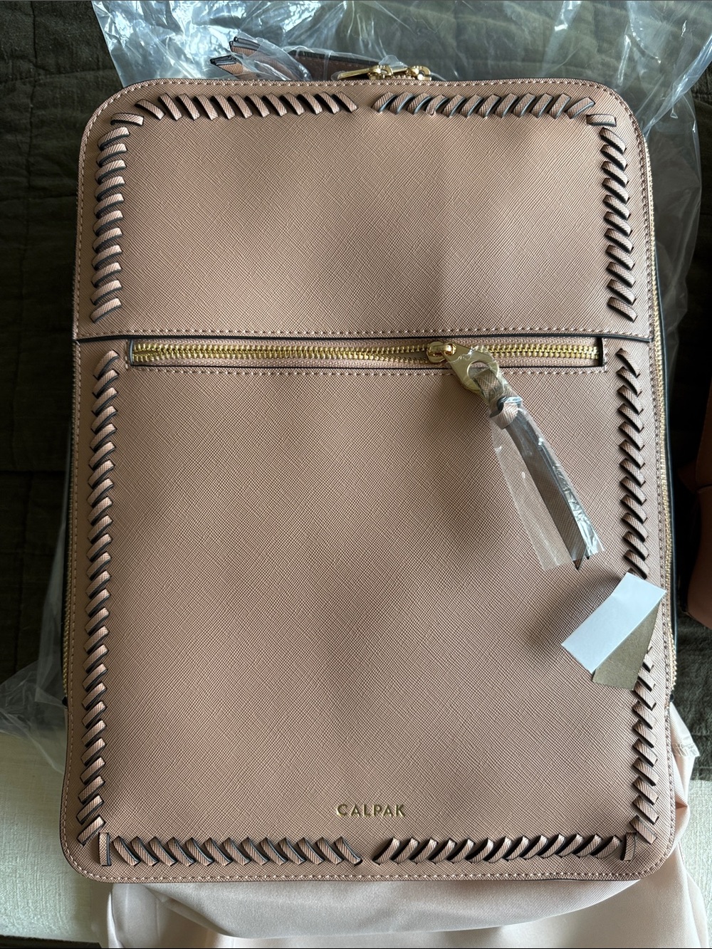 Calpak Taupe Blush Backpack with Gold Hardware